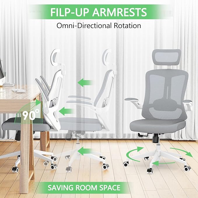 Ergonomic Office Chair Desk Chair - Mesh Computer Chair with 360° Swivel Wheels, Adjustable 90-130° Recline & Lumbar Support for Home Office, Supports up to 350lbs