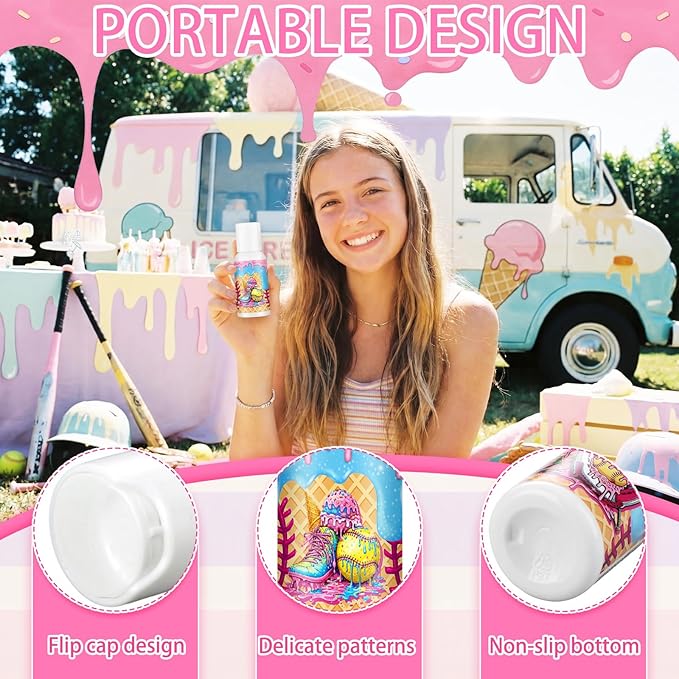 Demissle 24 Pcs Ice Cream Drip Softball Mini Sunscreen Bulk Spf 30 Travel Size Sunscreen Ice Cream Dripping Party Favors for Softball Birthday Sports Team Summer Gifts, 1 Fl. oz