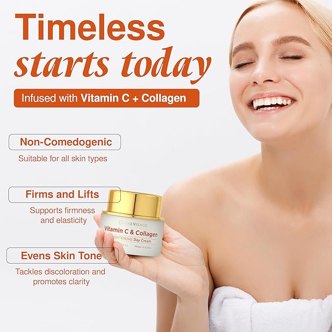 Vitamin C & Collagen Face Moisturizer –Dermatologist Tested, Anti Aging Day Cream, Korean Skin Care – Hydrating, Firming & Plumping – Vegan, Clean Beauty, Cruelty-Free – 1.69 Fl Oz