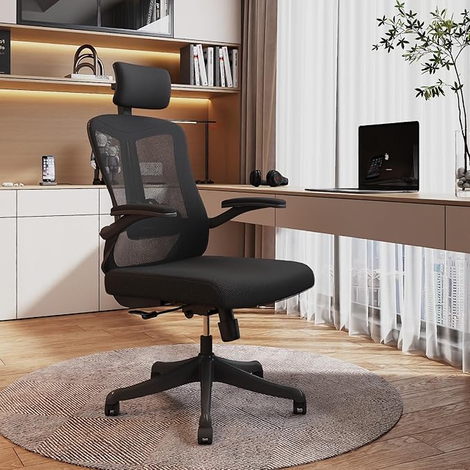 Office Chair Desk Chair, Ergonomic Mesh Computer Chair with 90-130° Recline & 360° Smooth-Rolling Casters, Adjustable Lumbar Support Task Chair, Comfortable for Women, Teens(A-All Black)