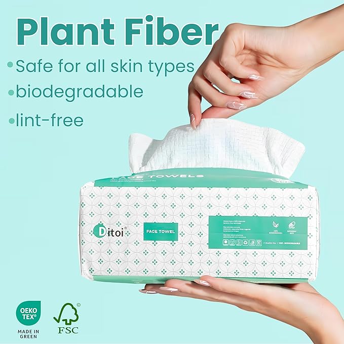 Ditoi Disposable Face Towels,Ultra Soft &Thick Face Dry Wipes for Makeup Removal,Viscose Fiber Facial Cloths for Skincare,Daily Cleansing,120 Count
