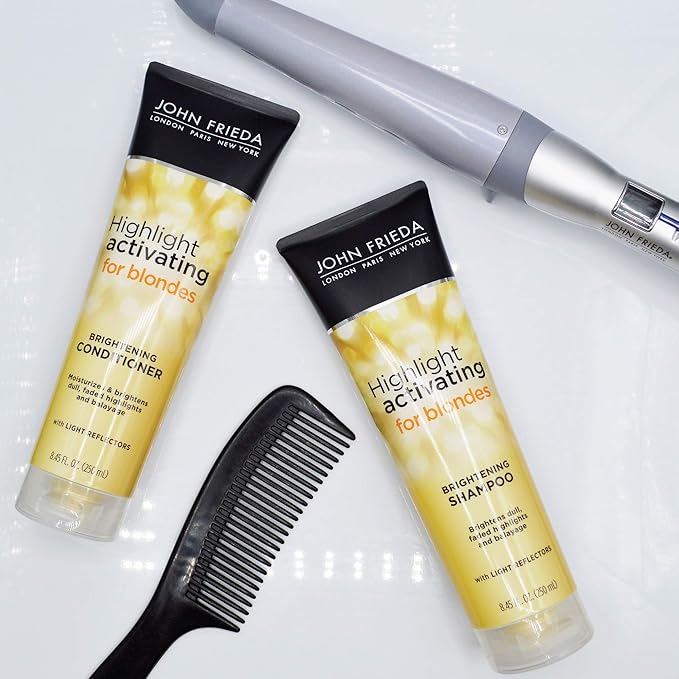 John Frieda Sheer Blonde Highlight Activating Conditioner, Brightening Conditioner for Blonde Hair, Maintains Moisture and Enhances Color with Avocado Oil, 8.45 Oz, Pack of 2