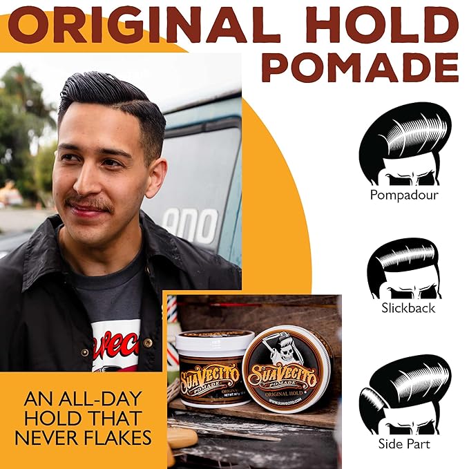 Suavecito Original Hold Pomade 32 oz, 1 Pack - Medium Hold Hair Pomade For Men - Medium Shine Water Based Wax Like Flake Free Hair Gel - Easy To Wash Out - All Day Hold For All Hairstyles