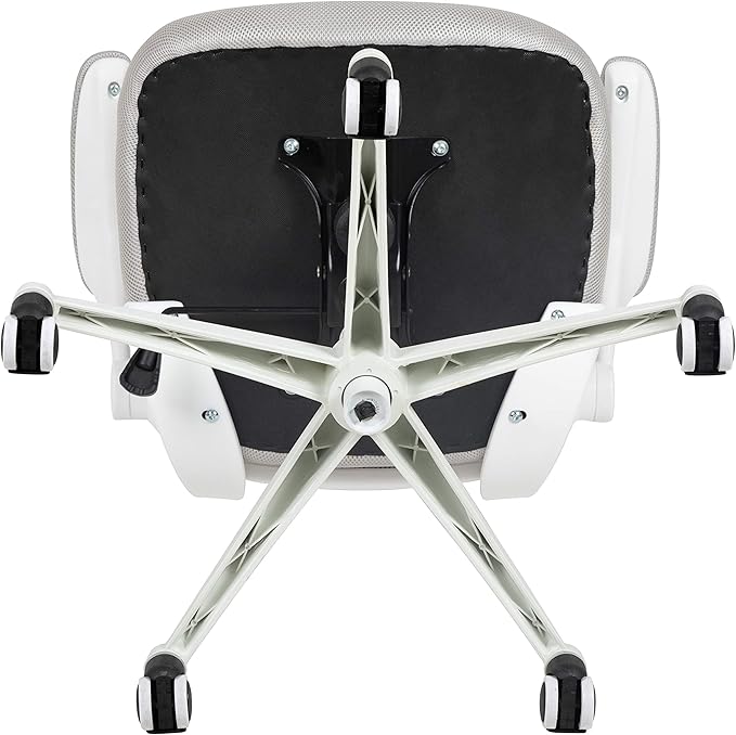 Flash Furniture Kelista Mid-Back Swivel Office Chair with Adjustable Lumbar Support and Seat Height, Ergonomic Mesh Desk Chair with Flip-Up Armrests, Gray/White