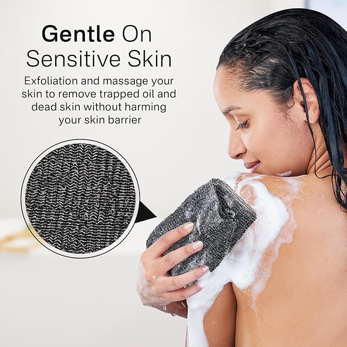 Yiclick 3 Pack Exfoliating Washcloth Towels - Exfoliating Body Scrubber Exfoliator, Back Scrubber for Use in Shower Bath, Japanese & Korean Scrub Wash Cloths, Loofah Lufa Sponge Washer for Women Men