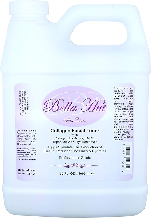 Bellahut Collagen Facial Toner with Collagen, B I O D Y N E S EMPP & TRIPEPTIDE-29, A Collagen Infused Toner Loaded with peptides That Helps Tighten Skin and minimize pores (32 Ounce)