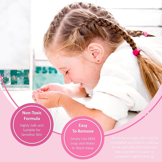 Girl Glitter Lip Balm Compact - Fruit Flavored Gloss Safe Non-Toxic Set Girls Gift, Kids Makeup Favor, Travel Size Cosmetic Assortment