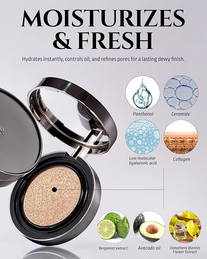 HEVVYMAKEUP V Cushion Skin Fit No.23 Medium Begie - Korean Makeup Flawless Radiance Foundation for Oily and Combination Skin - Poreless Ariy Weightless Coverage, 0.35oz.