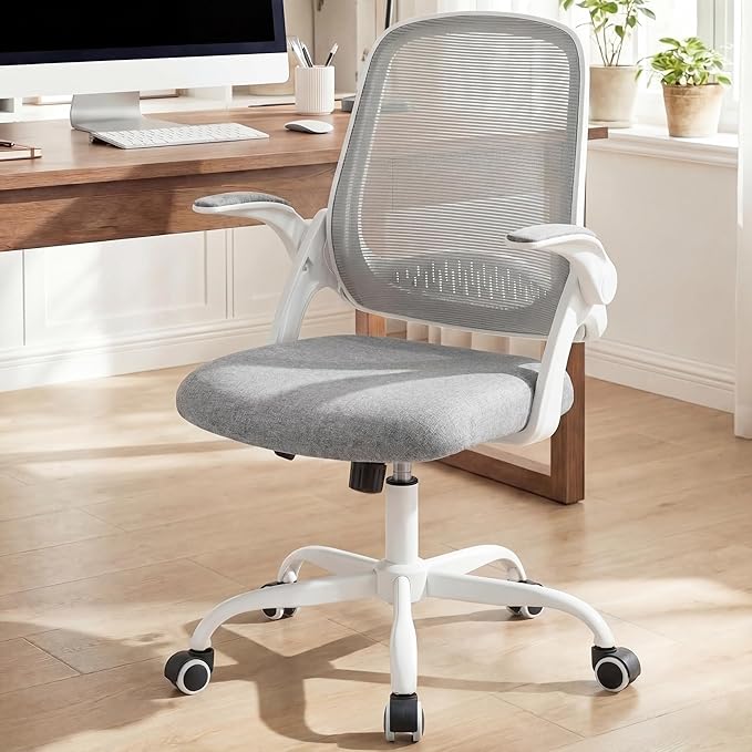 NEO Chair Office Chair Gaming Desk Computer Mesh Ergonomic Chair with Flip-up Arms Comfy Lumbar Support Adjustable Height Rolling Wheels Chair for Home Office (Grey)
