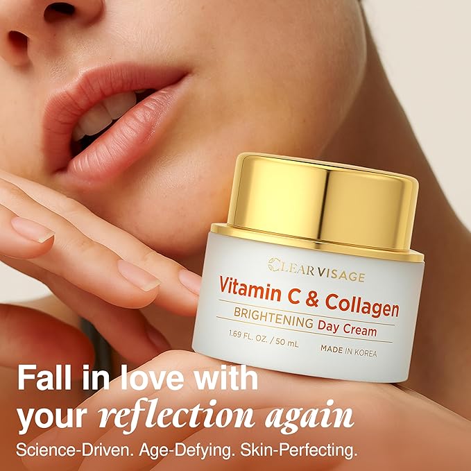 Vitamin C & Collagen Face Moisturizer –Dermatologist Tested, Anti Aging Day Cream, Korean Skin Care – Hydrating, Firming & Plumping – Vegan, Clean Beauty, Cruelty-Free – 1.69 Fl Oz