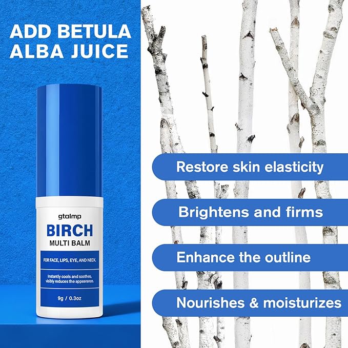 Birch Juice Multi Balm Stick,All-in-One Skin Care Stick for Lips,Face & Under Eyes,Hydrating Travel-Friendly Moisturizer,Helps Smooth Appearance of Fine Lines for a Refreshed Look (1, 0.3oz)