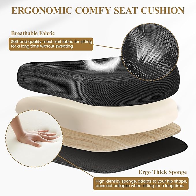 Office Chair with 90° Flip-Up Armrests, Silent 360° Swivel Casters, Adjustable Height & Tilt for Small Home Offices and Conference Rooms