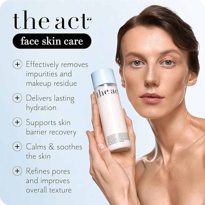 THE ACT Clarifying Toning Lotion Milk for Face – Hydrating Milky Toner for All Skin Types – Pore Minimizer & Radiance Booster – Gentle Alcohol-Free Vegan Organic Facial Care 6.8 Fl Oz