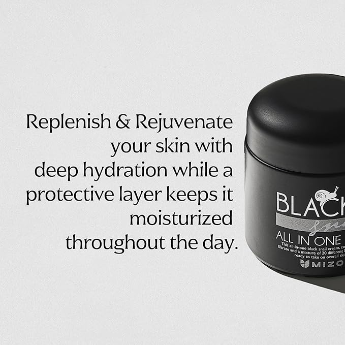 MIZON Black Snail All In One Cream Intensive Korean Skin Care Facial Moisturizing Snail Mucin Extract (2.54 fl oz)