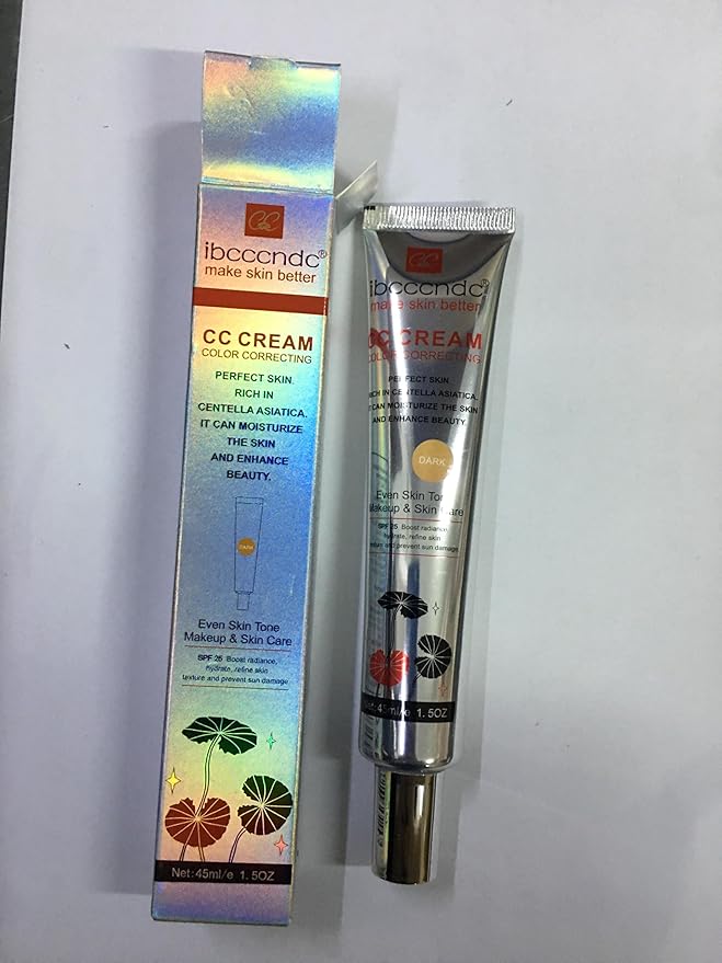 Color Correcting CC Cream With Centella Asiatica - Color Correcting Formula for Blemishes, Skin Redness, & Acne Marks - Lightweight - Moisturize Skin and SPF Protection, Even Skin Tone (Dark)