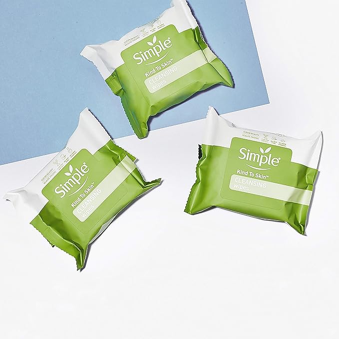 Simple Kind to Skin Facial Wipes Gentle and Effective Makeup Remover Cleansing Free from color and dye artificial perfume and harsh chemicals 25 Wipes, Pack of 2