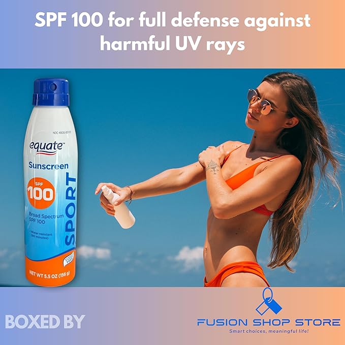 Sunscreen SPF 100- Sport Broad Spectrum Spray (Pack of 1), Boxed By Fusion Shop Store