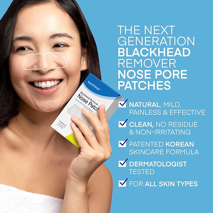 TEREZ & HONOR Blackhead Remover Nose Pore Patches: Korean SkinCare Patented Formula, Targets Pores Pimples in 3 Steps - Natural, Mild Painless, Effective, Dermatologist Tested - 5 Pcs