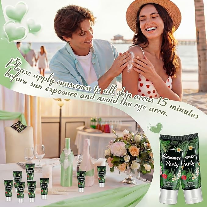 48 Pcs Mini Sunscreen Bulk for Summer Party Wedding SPF 30 Water Resistant Sunscreen Lotion Bulk 1oz Travel Size for Thank You Gifts Wedding Party Supplies (Tropical)