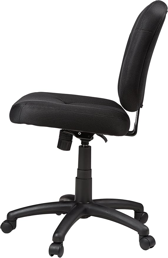Amazon Basics Low-Back Office Desk Chair with Back Support, Adjustable Height, 360 Degree Swivel, Fabric Upholstery, Rolling, Black
