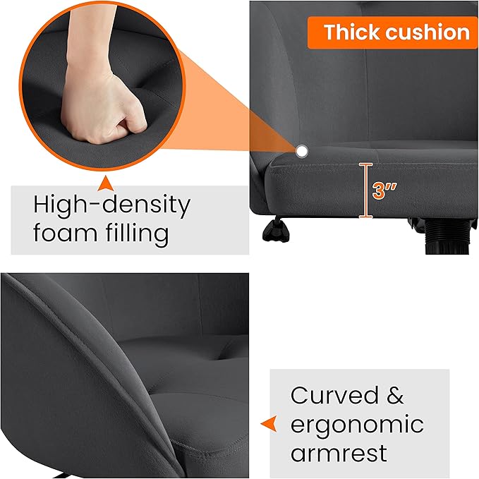Yaheetech Office Chair Height Adjustable Mid Back Chair Swivel Large Seat Chairs Desk Chair Computer Chair on Wheels with Armrests