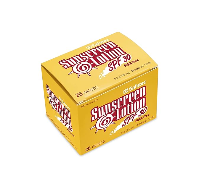 Safetec Sunscreen, 3.5 g. (.123 oz.) Pouch 25ct. Box (24 Boxes/case) SPF 30
