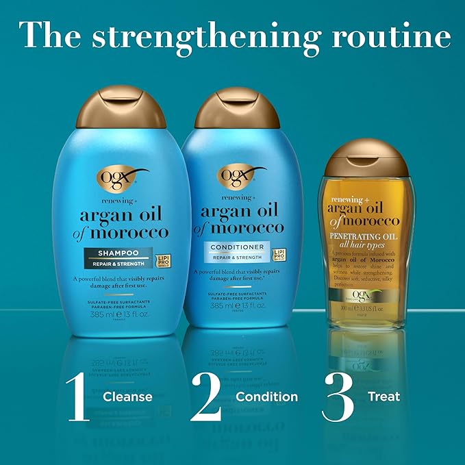 OGX Renewing + Argan Oil of Morocco, Cold-Pressed Argan Oil for Hair Penetrating Treatment & Shine, Moisturizing & Strengthening Silky Oil for All Hair Types, Paraben & Sulfate Free, 3.3 fl oz | Renewing, Moisturizing, Strengthening, Silky Oil, All Hai...