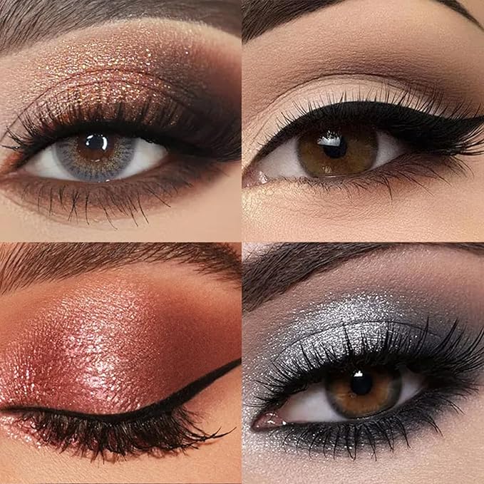 Erinde Nude Brown Eyeshadow Palette, 12 Colors Matte Shimmer Beige Silver Gold Taupe Champagne Gray Black Eye Shadow Palette, Highly Pigmented Long Lasting Waterproof Eyeshadow Pallete, 02