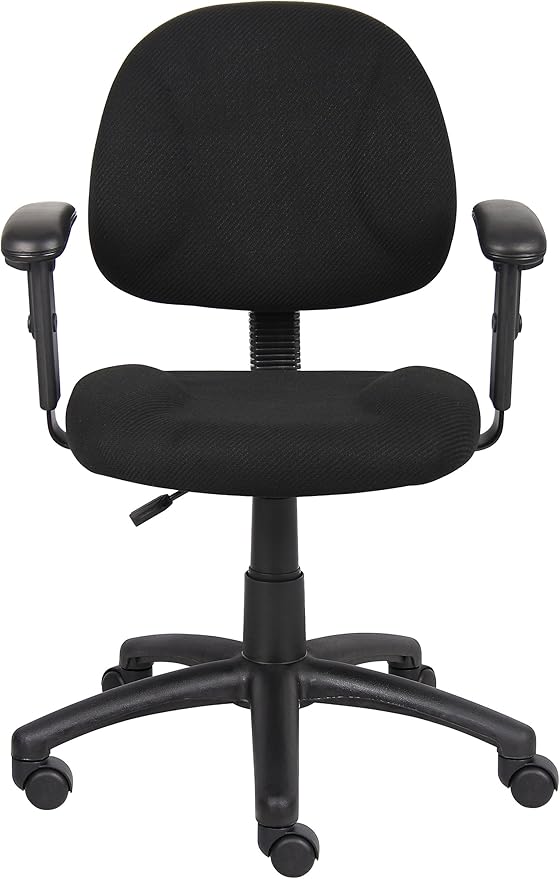 Boss Office Products B316-BK Perfect Posture Delux Fabric Task Chair with Adjustable Arms in Black, Low-Back