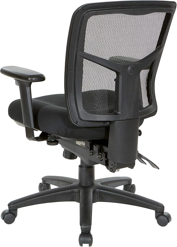 Office Star ProGrid Breathable Mesh Manager's Office Chair with Adjustable Seat Height, Multi-Function Tilt Control and Seat Slider, Mid Back, Coal FreeFlex Fabric