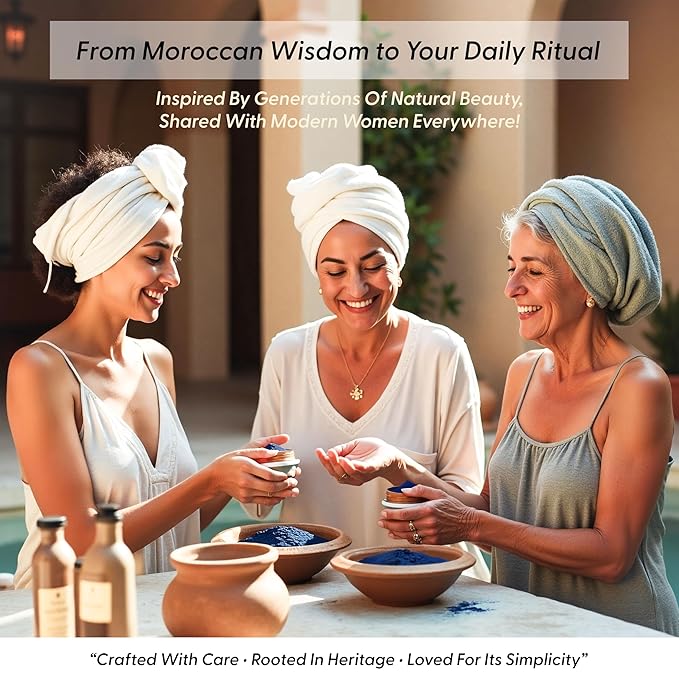 Moroccan Nila Powder – Natural Blue Clay Mask for Face, Body & Hair – Exfoliates for Glowing, Even-Toned Skin – Plant-Based & Traditional Hammam Skincare for All Skin Types