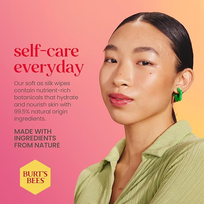 Burt's Bees Pink Grapefruit Face Wipes, for All Skin Types, Hydrating Makeup Remover & Facial Cleansing Towelettes, 30 Ct. (6-Pack)