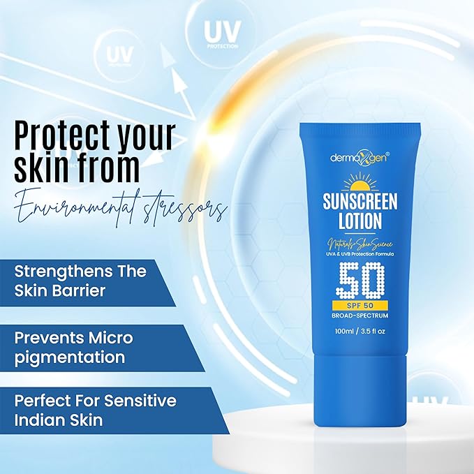 Sunscreen Lotion SPF 50 – Lightweight, Non-Greasy Sun Protection for All Skin Types. Hydrates, Skin Shield , Water-Resistant Coverage for Radiant, Moisturized Skin.