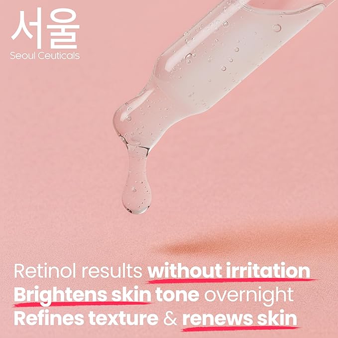 SeoulCeuticals 1% Korean Retinol Night Serum for Face - 97.5% Snail Mucin + Hyaluronic Acid + Bakuchiol, Cruelty Free K Beauty for Sensitive Skin 1oz (Pack of 2)