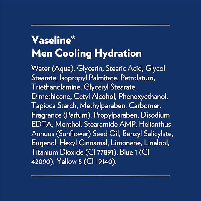Vaseline Men Cooling Hydration 3-in-1 4 Pack for Dry Skin Face, Hands & Body Lotion for Men with Menthol & Ultra-Hydrating Lipids 20.3 oz