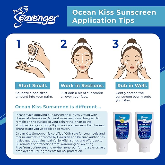 Seavenger Ocean Kiss Reef-Safe Sunscreen SPF 30-50 with Jellyfish Sting Protection (SPF 30)