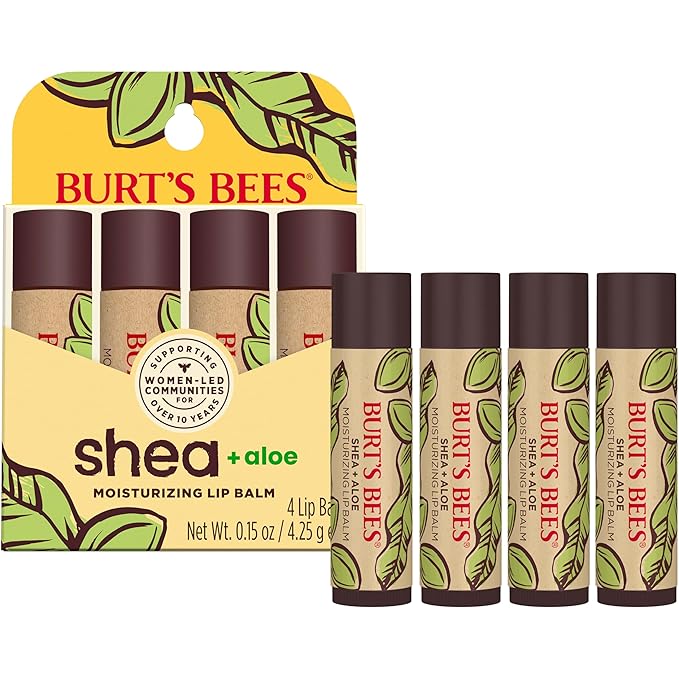 Burt's Bees Easter Basket Stuffers, Lip Balm, Beeswax, Strawberry, Coconut and Pear, and Vanilla Bean Pack, With Responsibly Sourced Beeswax, Tint-Free, Natural Lip Treatment, 4 Tubes, 0.15 oz.
