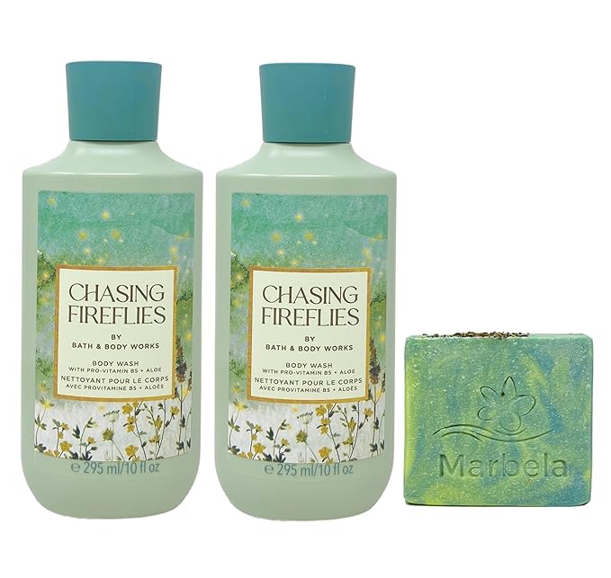 Bath & Body Works Chasing Fireflies 2 Pack Body Wash Bundle with a Fresh Forest Bar Soap - Full Size