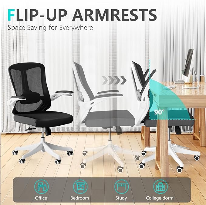 Ergonomic Office Chair Desk Chair - Mesh Computer Chair with 360° Swivel Wheels, Adjustable 90-130° Recline & Lumbar Support for Home Office, Supports up to 350lbs (04Black)