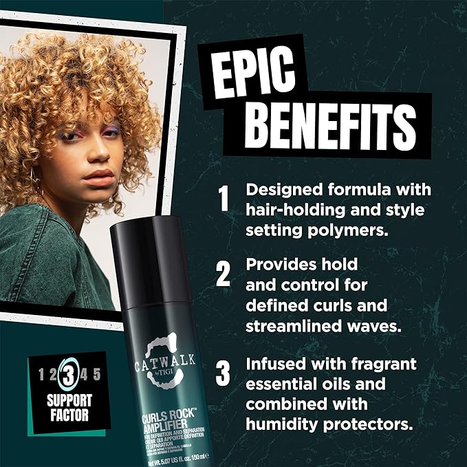 Catwalk Curls Rock Amplifier Shaping Cream by TIGI 3-Pack – Curl Cream for Defining Wavy, Curly Hair – Flexible Hold, Frizz Control + Anti-Humidity, Scented, 5.07 Oz Ea