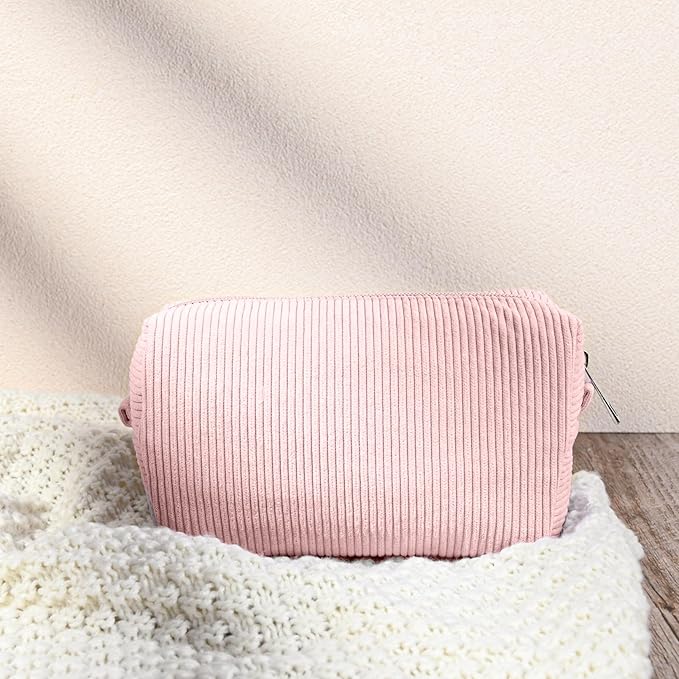 SOIDRAM 6PCS Bridesmaid Proposal Gifts Corduroy Pink makeup bag bulk for Wedding Party Favors Bachelorette party decorations Toiletry Organizer Bag Cosmetic Case Gift