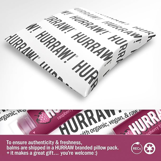 Hurraw! Raspberry Tinted Lip Balm: (Sheer Berry Tint) Organic, Certified Vegan, Cruelty and Gluten Free. Non-GMO, 100% Natural Ingredients. Bee, Shea, Soy and Palm Free. Made in USA