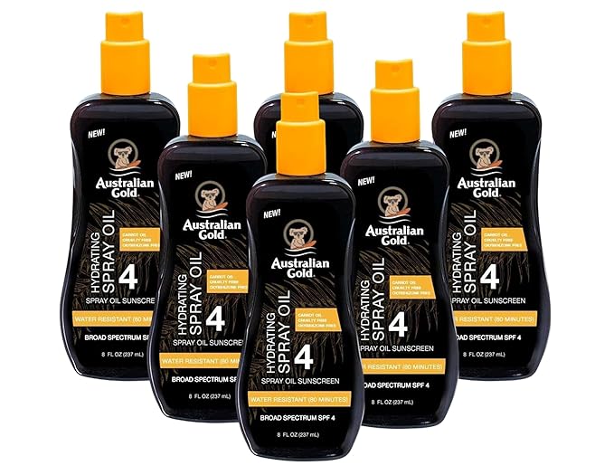 Australian Gold SPF#04 Spray Oil 8 Ounce (Carrot Oil Formula) (Pack of 6)