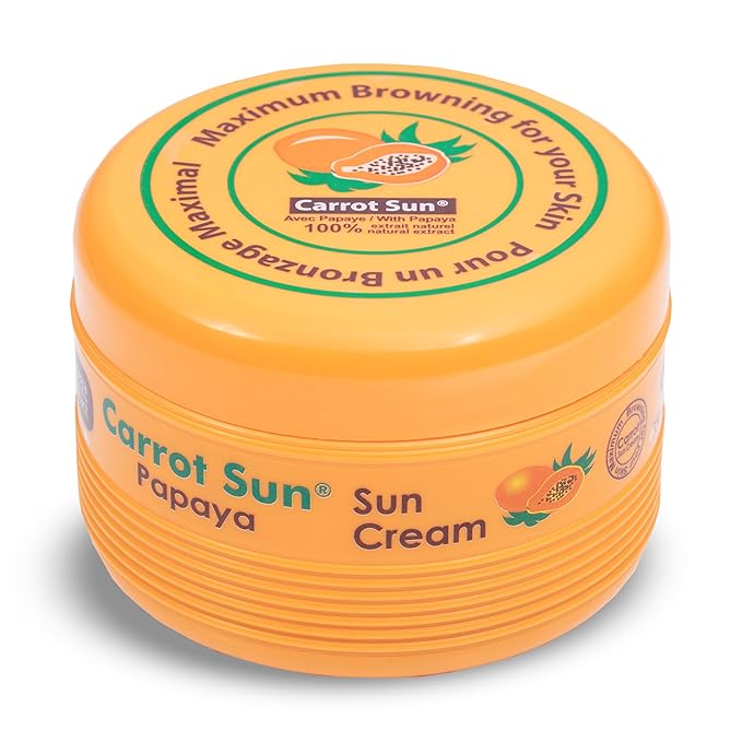 Carrot Sun Tanning Accelerator – 350ml Papaya Tanning Gel – Natural Extract Sun Cream Dark Tanning Lotion for All Skin Types – Tan Lotion with Papaya Oil for Even Beautiful Skin Coloring – SPF0