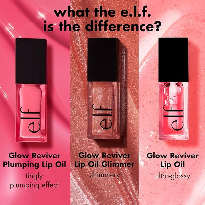 e.l.f. Glow Reviver Plumping Lip Oil, Tinted Lip Plumper For A High-Shine, Plump Finish, Infused With Jojoba Oil, Vegan & Cruelty-Free, Espresso Tonic