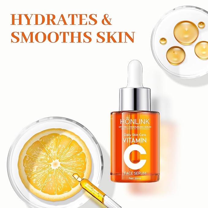 Facial Vitamin C Serum, 5X Vitamin C Face Essence with Hyaluronic Acid, Moisturizing Serum, Enhance Radiance & Even Skin Tone, 30ml