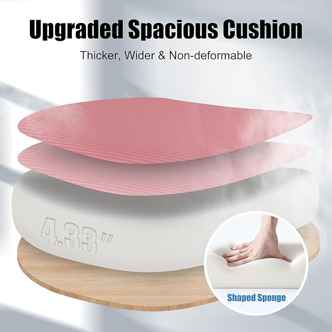 Ergonomic Office Chair with Adjustable Lumbar Support, 3D Arms and Headrest, High Back Wide Desk Computer Chair with Wheels, for Home & Office, Pink
