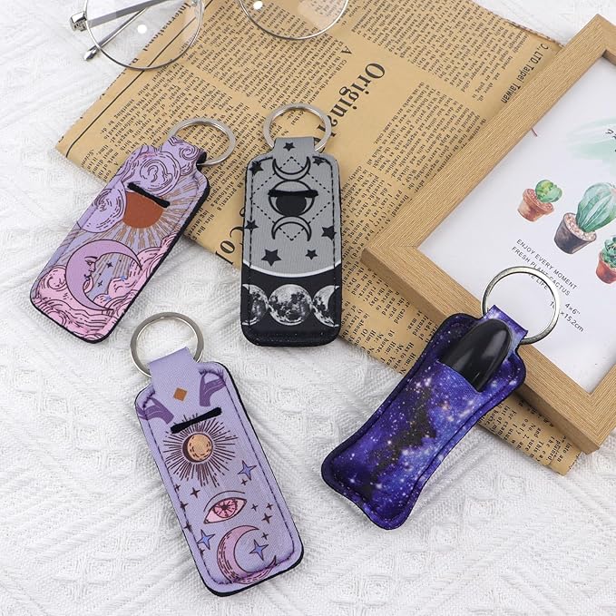 DMLSKY Lip Balm Holder Keychain, Sleeve Pouch for Mini Lipstick, Cute Portable Key Chain Accessories for Lip Gloss