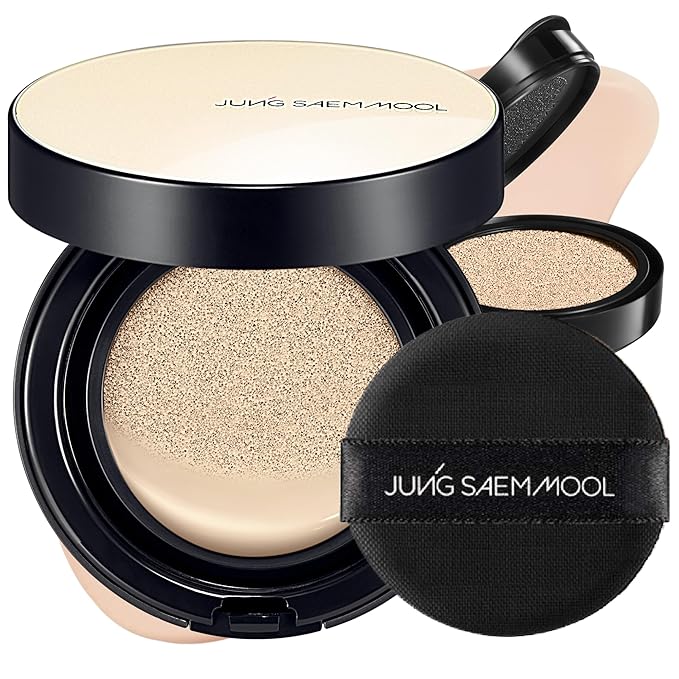 JUNG SAEM MOOL Essential Skin Nuder Cushion | Natural Finish, Buildable Coverage Cushion Foundation by Korean Makeup Artist (Refill Included, 0.98 Fl Oz, SPF 50), 17 Fair Light
