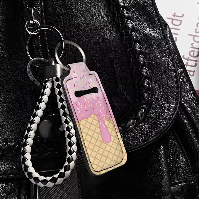 Lipstick Holder Keychain, Cute Keychains for Lip Balm Holder, Neoprene Lipstick Sleeve Pouch for Women Men Teens